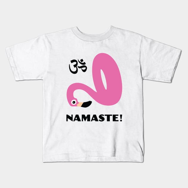 Namaste! - Pink Pool Flamingo Pop Art Kids T-Shirt by flaminglet